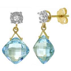 ALARRI 17.56 Carat 14K Solid Gold Many A Morning Blue Topaz Diamond Earrings