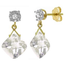 ALARRI 17.56 Carat 14K Solid Gold Doubting Heart White Topaz Diamond Earrings