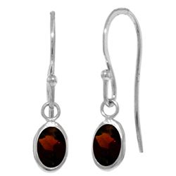 ALARRI 1 Carat 14K Solid White Gold Fish Hook Earrings Garnet