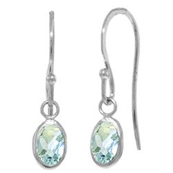 ALARRI 1 Carat 14K Solid White Gold Fish Hook Earrings Aquamarine