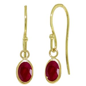 ALARRI 1 Carat 14K Solid Gold Fish Hook Earrings Natural Ruby