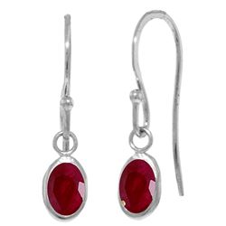 ALARRI 1 Carat 14K Solid White Gold Fish Hook Earrings Natural Ruby