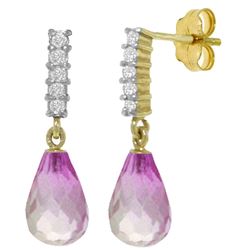 ALARRI 4.65 CTW 14K Solid Gold Enchant Pink Topaz Diamond Earrings