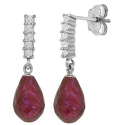 ALARRI 6.75 Carat 14K Solid White Gold Earrings Natural Diamond Ruby