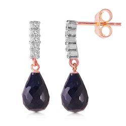 ALARRI 14K Solid Rose Gold Earrings w/ Natural Diamonds & Sapphires