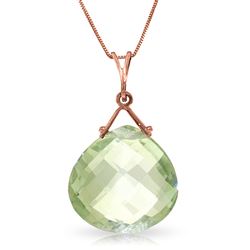 ALARRI 14K Solid Rose Gold Necklace w/ Checkerboard Cut Green Amethyst