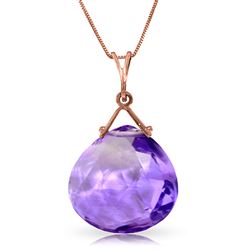 ALARRI 14K Solid Rose Gold Necklace w/ Checkerboard Cut Purple Amethyst