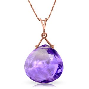 ALARRI 14K Solid Rose Gold Necklace w/ Checkerboard Cut Purple Amethyst