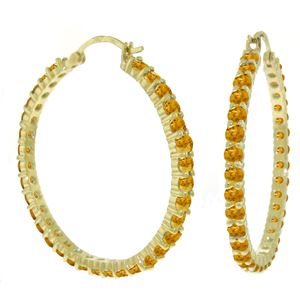 ALARRI 6 Carat 14K Solid Gold Alana Citrine Hoop Earrings
