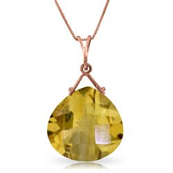 ALARRI 14K Solid Rose Gold Necklace w/ Checkerboard Cut Citrine