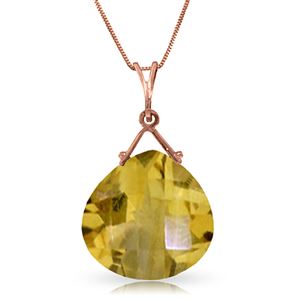 ALARRI 14K Solid Rose Gold Necklace w/ Checkerboard Cut Citrine