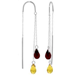 ALARRI 2.5 Carat 14K Solid White Gold Threaded Dangles Earrings Citrine Garnet