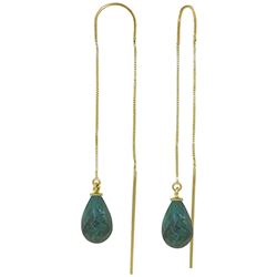ALARRI 6.6 CTW 14K Solid Gold Threaded Dangles Earrings Emerald