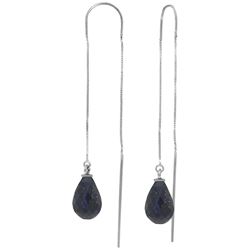 ALARRI 6.6 Carat 14K Solid White Gold Threaded Dangles Earrings Sapphire