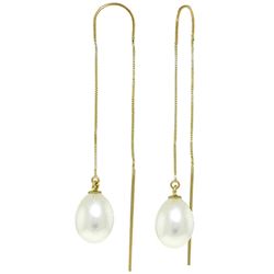 ALARRI 8 CTW 14K Solid Gold Threaded Dangles Earrings Pearl