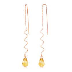 ALARRI 14K Solid Rose Gold Threaded Dangles Earrings w/ Citrine