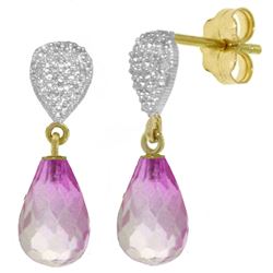 ALARRI 4.53 Carat 14K Solid Gold Splendid Pink Topaz Diamond Earrings
