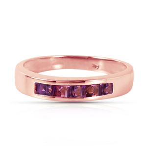 ALARRI 14K Solid Rose Gold Rings w/ Natural Purple Amethysts
