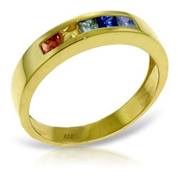 ALARRI 0.6 CTW 14K Solid Gold Rings Natural Multicolor Sapphire