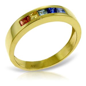 ALARRI 0.6 CTW 14K Solid Gold Rings Natural Multicolor Sapphire