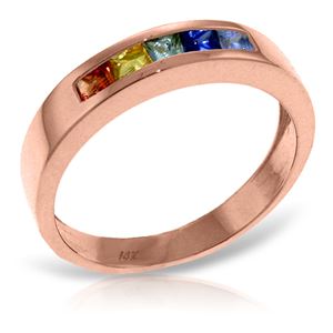 ALARRI 0.6 Carat 14K Solid Rose Gold Rings Natural Multicolor Sapphire