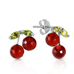 ALARRI 2.9 Carat 14K Solid White Gold Earrings Garnet Peridot