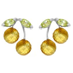 ALARRI 2.9 Carat 14K Solid White Gold Earrings Citrine Peridot