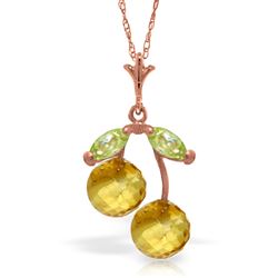 ALARRI 14K Solid Rose Gold Necklace w/ Citrines & Peridots
