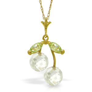 ALARRI 1.45 Carat 14K Solid Gold La Belle Dame White Topaz Peridot Necklace