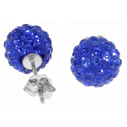 ALARRI 4 Carat 14K Solid White Gold Blue Cubic Zirconia Ball Stud Earrings