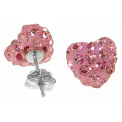 ALARRI 2.65 Carat 14K Solid White Gold Pink Cubic Zirconia Heart Stud Earrings