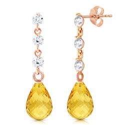 ALARRI 14K Solid Rose Gold Earrings w/ Diamonds & Citrines