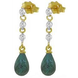 ALARRI 6.9 CTW 14K Solid Gold Prance Emerald Diamond Earrings