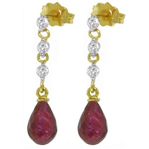 ALARRI 6.9 Carat 14K Solid Gold Prance Ruby Diamond Earrings