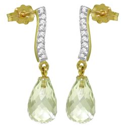 ALARRI 4.78 Carat 14K Solid Gold Adore Green Amethyst Diamond Earrings