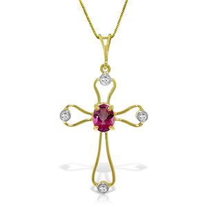 ALARRI 0.57 Carat 14K Solid Gold Faith Pink Topaz Diamond Necklace