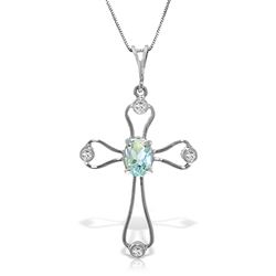 ALARRI 0.57 Carat 14K Solid White Gold Love Is Never Selfish Aquamarine Necklace