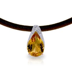 ALARRI 14K Solid Rose Gold & Leather Necklace w/ Natural Citrine