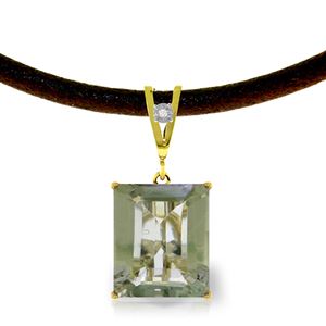 ALARRI 6.51 CTW 14K Solid Gold Solitude Green Amethyst Diamond Necklace