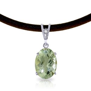 ALARRI 7.56 Carat 14K Solid White Gold Willow Wind Green Amethyst Diamond Necklace