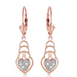ALARRI 14K Solid Rose Gold Leverback Earrings w/ Diamonds