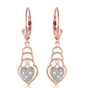 ALARRI 14K Solid Rose Gold Leverback Earrings w/ Diamonds