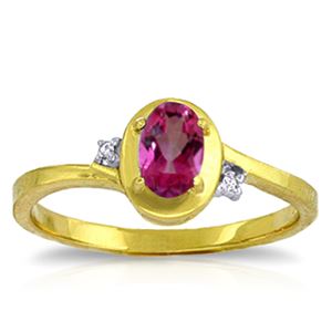 ALARRI 0.51 Carat 14K Solid Gold Rings Diamond Pink Topaz