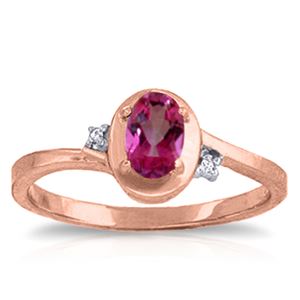 ALARRI 0.51 CTW 14K Solid Rose Gold Rings Diamond Pink Topaz