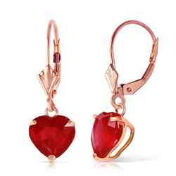 ALARRI 14K Solid Rose Gold Leverback Earrings w/ Natural Rubies