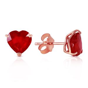 ALARRI 14K Solid Rose Gold Stud Earrings w/ Natural Heart Rubies