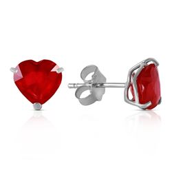 ALARRI 2.9 CTW 14K Solid White Gold Stud Earrings Natural Heart Ruby