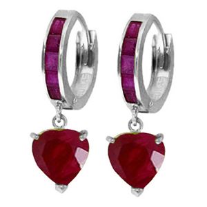 ALARRI 3.65 Carat 14K Solid White Gold Candlelight Ruby Earrings