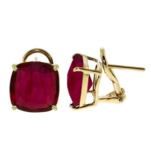 ALARRI 13.5 Carat 14K Solid Gold French Clips Earrings Cushion Shape Ruby