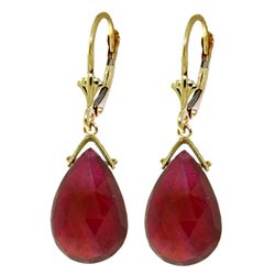 ALARRI 16 CTW 14K Solid Gold Leverback Earrings Briolette Ruby